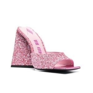 THE ATTICO DEVON 115MM SEQUIN MULES IN PINK SIZE 36